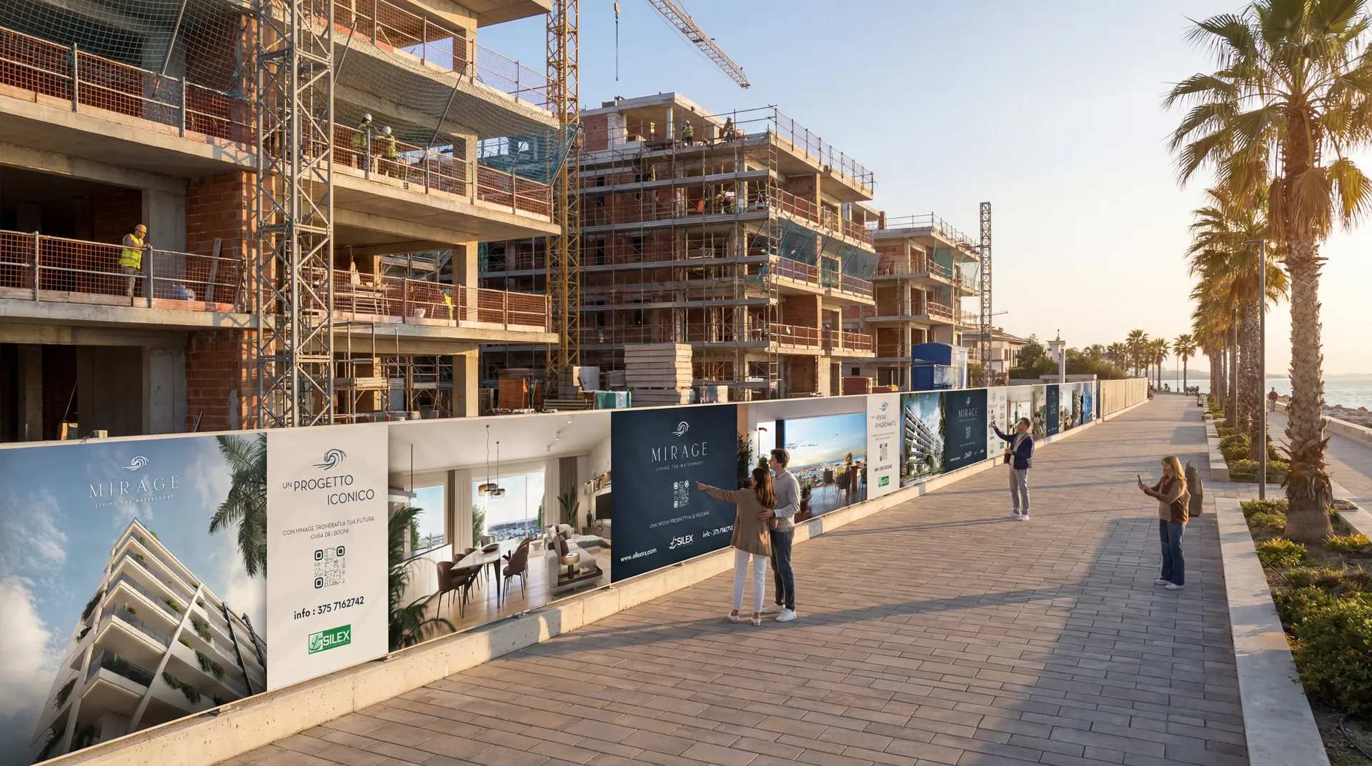 Pannellistica e banner promozionali — Il cantiere è un primo touchpoint di comunicazione.